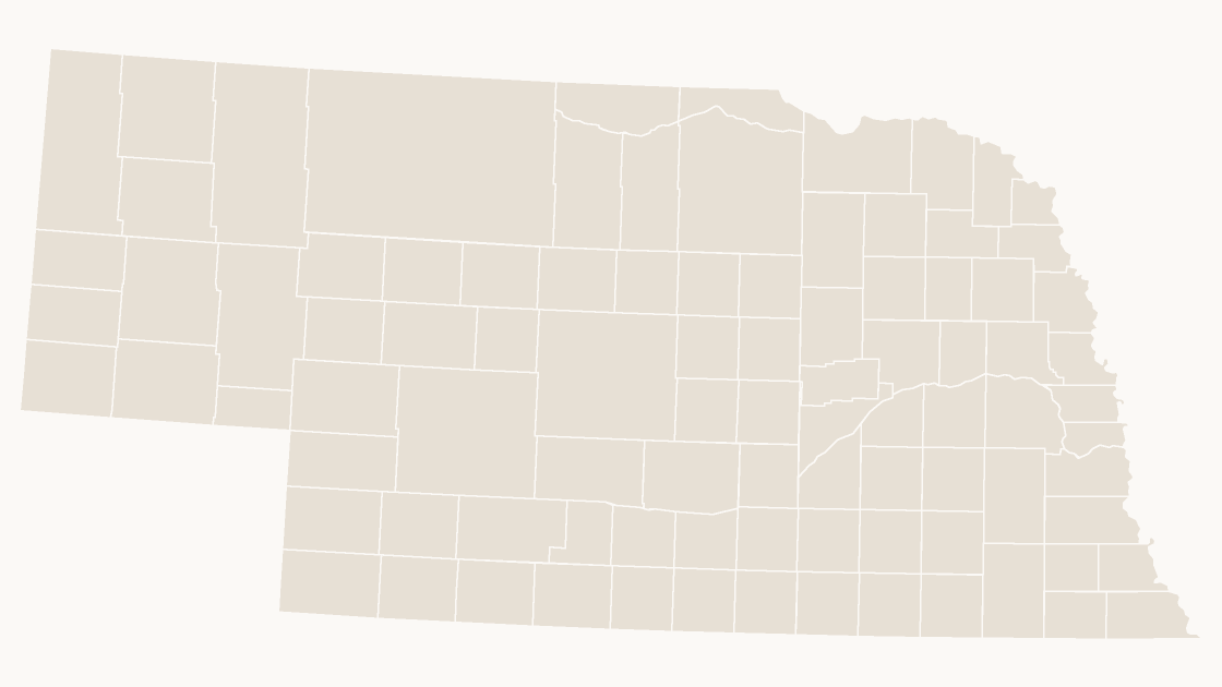 Nebraska Counties map preview in the editorial theme
