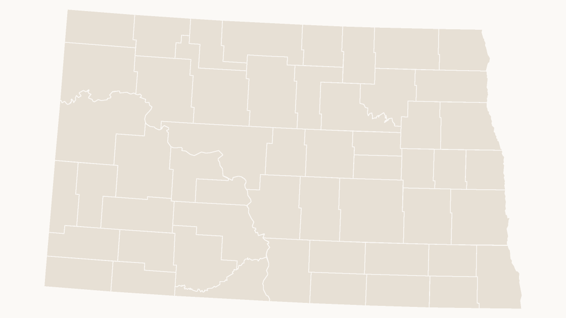 North Dakota Counties map preview in the editorial theme
