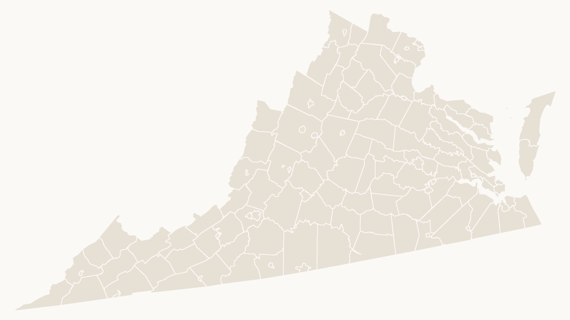 Virginia Counties map preview in the editorial theme