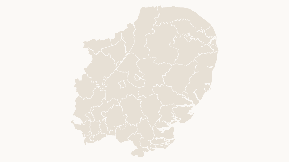 East of England Local Authority Districts map preview in the editorial theme