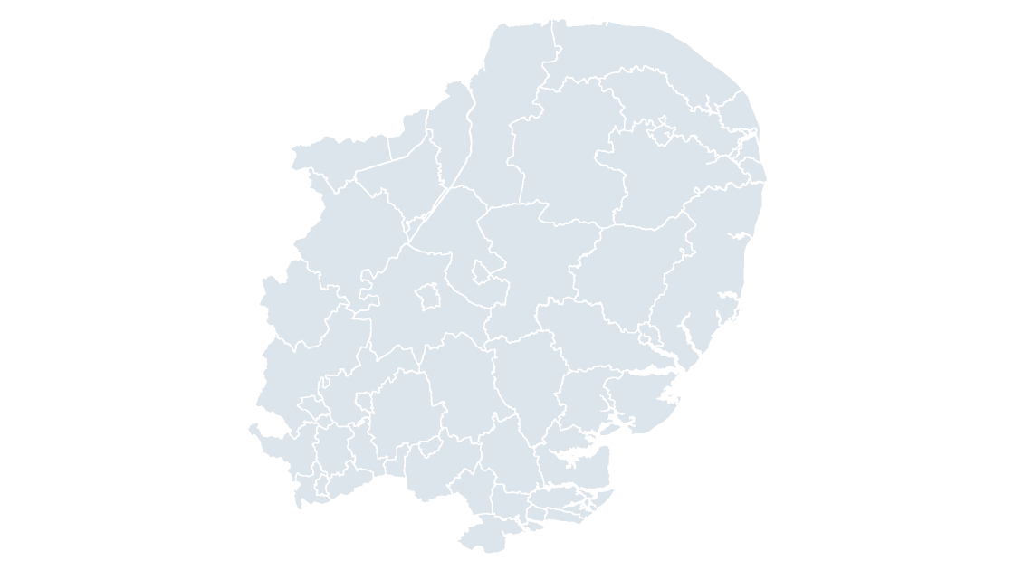 East of England Local Authority Districts map preview
