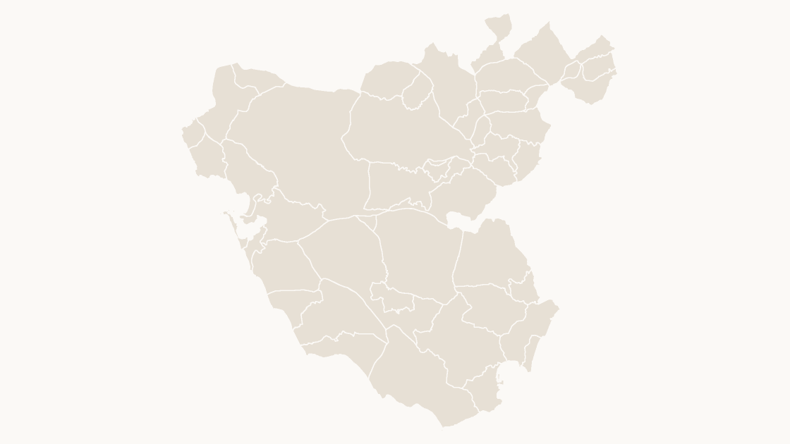 Cádiz Municipios map preview in the editorial theme