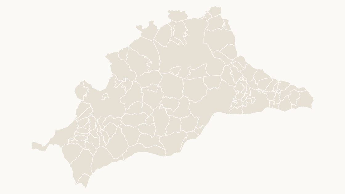 Málaga Municipios map preview in the editorial theme