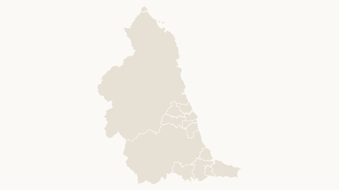 North East Local Authority Districts map preview in the editorial theme