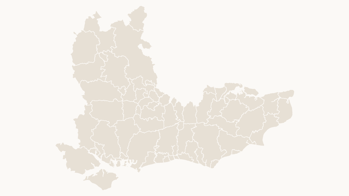 South East Local Authority Districts map preview in the editorial theme