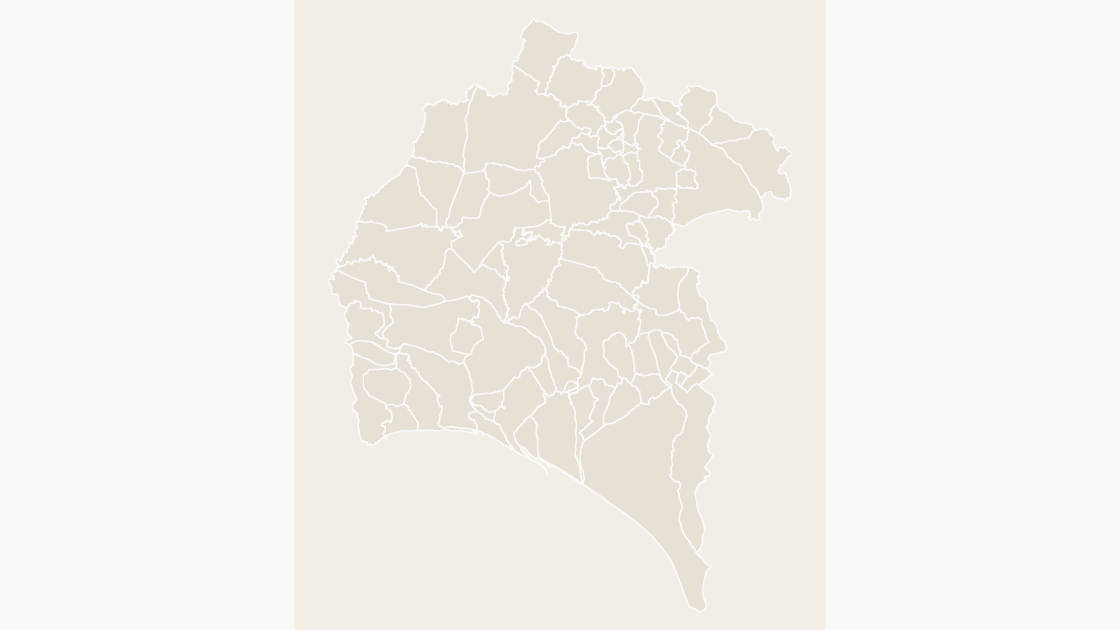 Huelva Municipalities map preview in the editorial theme