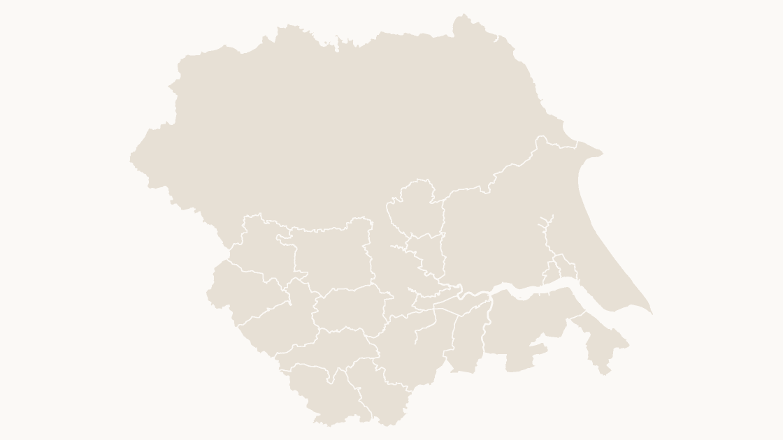 Yorkshire and The Humber Local Authority Districts map preview in the editorial theme